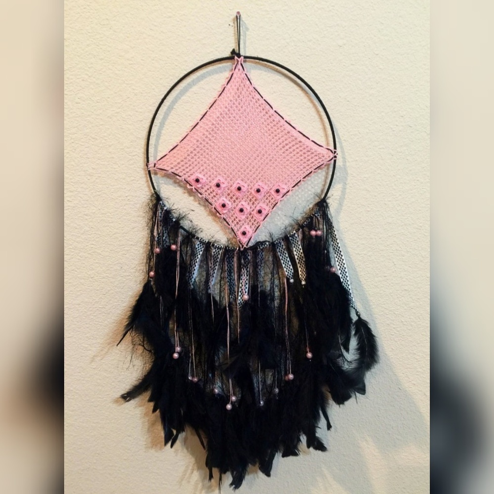 Handmade Pink Lace Dream Catcher